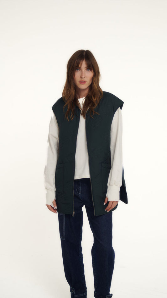 MILLA long down jacket - Bottle Green