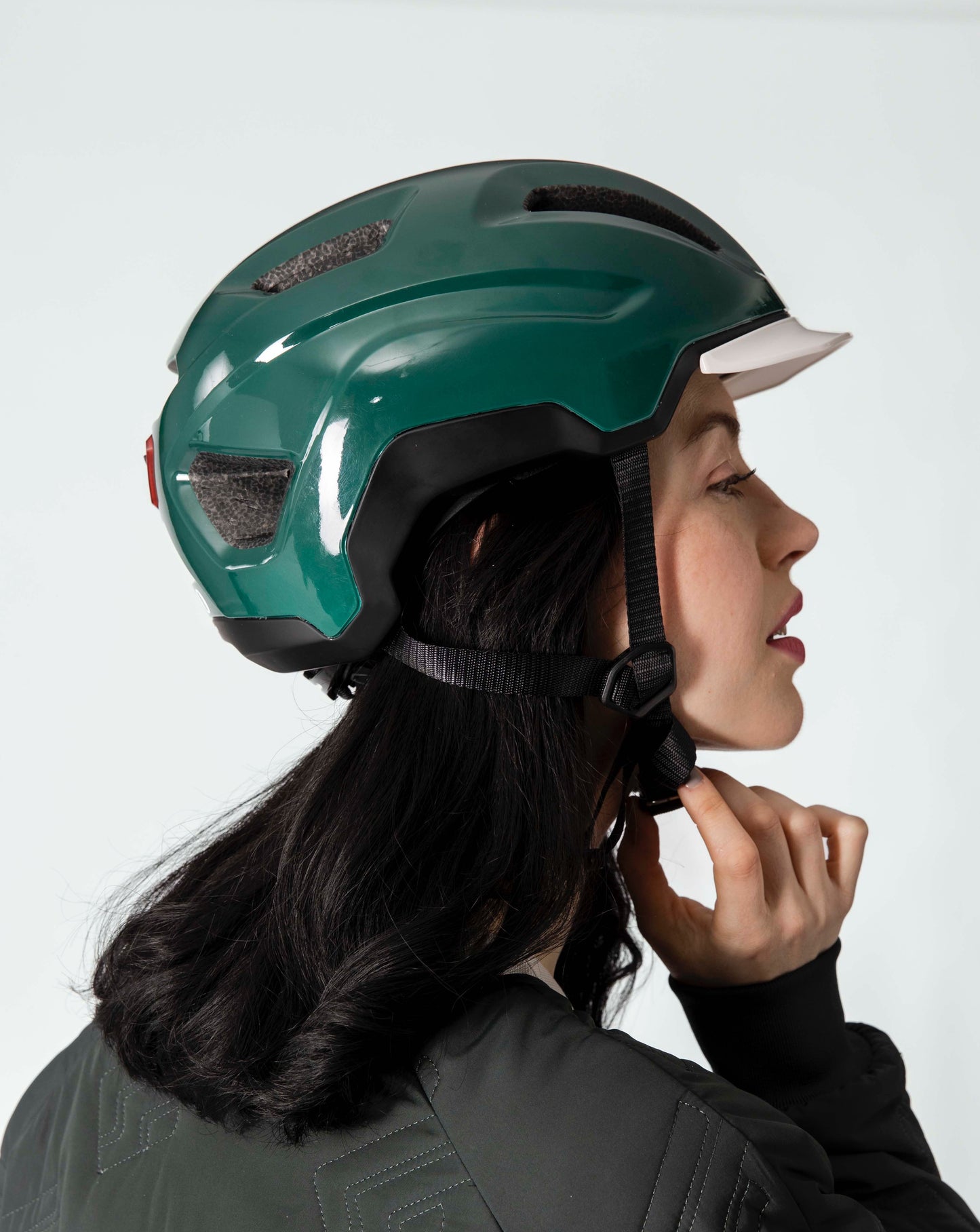 Réinitialiser Enregistrer casque-velo-bicyclette-aeration-vert-bouteille-ecru-brillant-profil-3