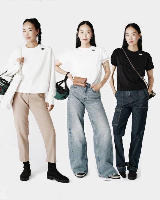 Set of 2 GAËLLE T-shirts &  MAËLLE sweatshirt - Ecru white