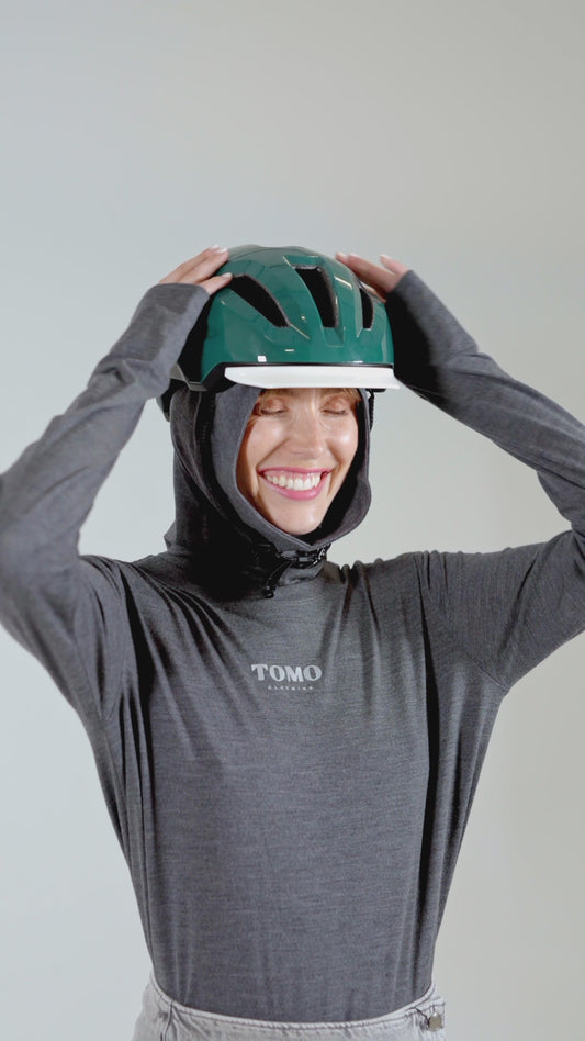 ALIX luminous bicycle helmet - Bottle green / Ecru