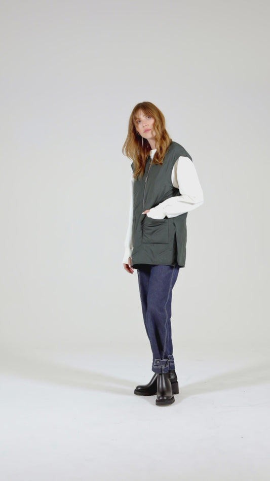 MILLA long down jacket - Bottle Green