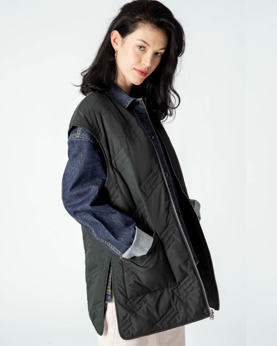 MILLA long down jacket - Bottle Green